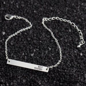 Jewelry bracelet bar Best Friend Friendship silver tone dainty minimalist new